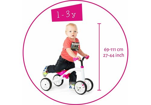 Bicicletă roz cu 4 roți, fără pedale și reglabilă pe înălțime - Quadie [2]