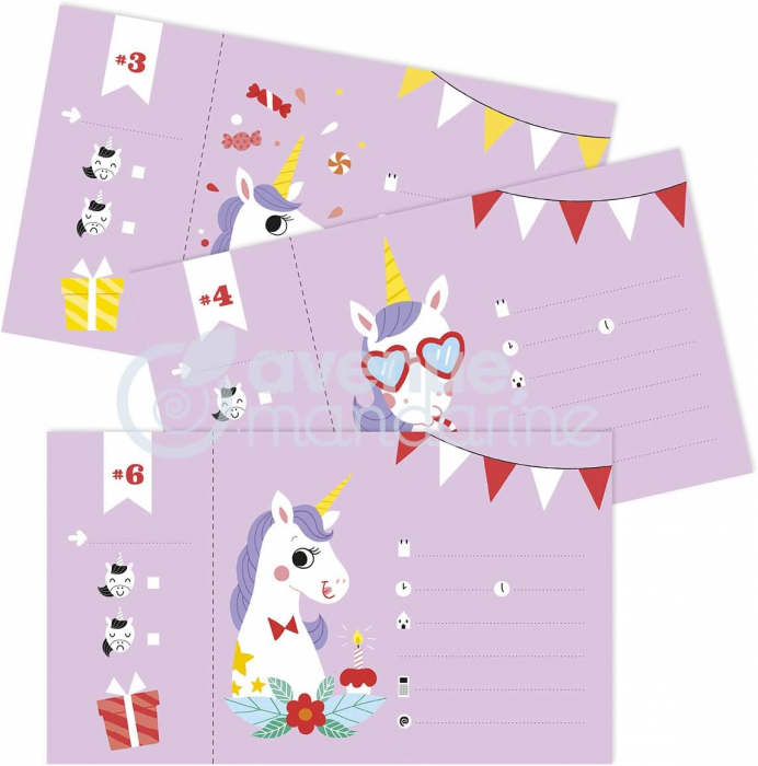 Carnetel cu 12 invitatii pentru petrecere - Unicorni [3]