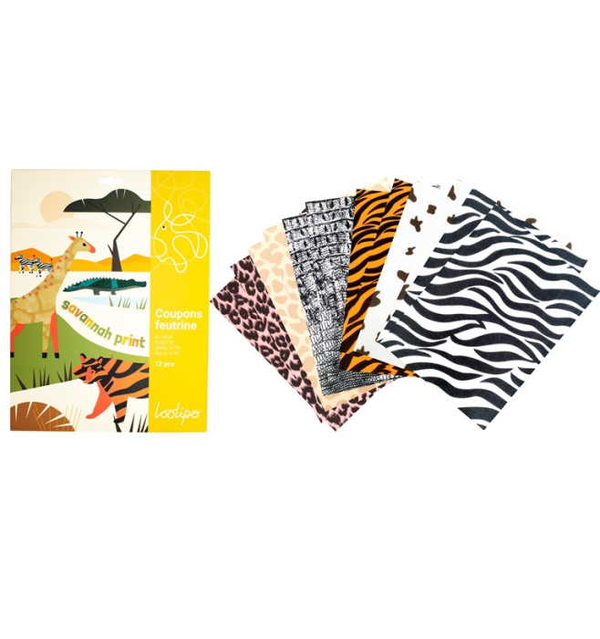 Fetru imprimat colorat - 12 modele, 24 x 30 cm - Animal print [6]