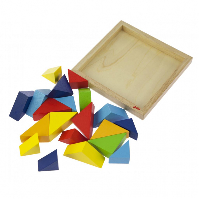 Joc 2 în 1 cu piese colorate din lemn: Puzzle și joc de construcție [3]