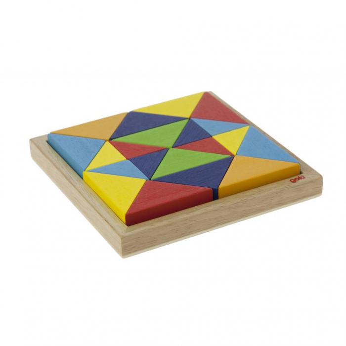 Joc 2 în 1 cu piese colorate din lemn: Puzzle și joc de construcție [4]