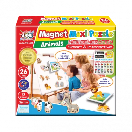 Joc cu realitate augmentata - Puzzle cu 26 de piese magnetice. Animale