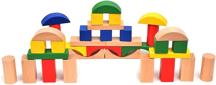 Joc de construcție cu 100 de piese colorate din lemn [5]