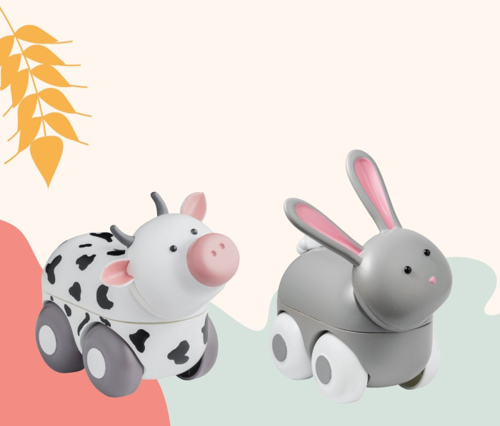 Joc de construit cu 6 piese magnetice - Iepuraș și văcuță [3]