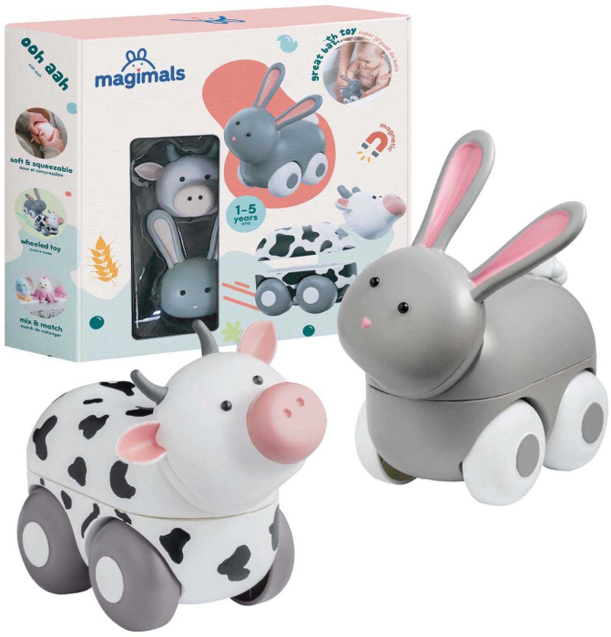 Joc de construit cu 6 piese magnetice - Iepuraș și văcuță [4]