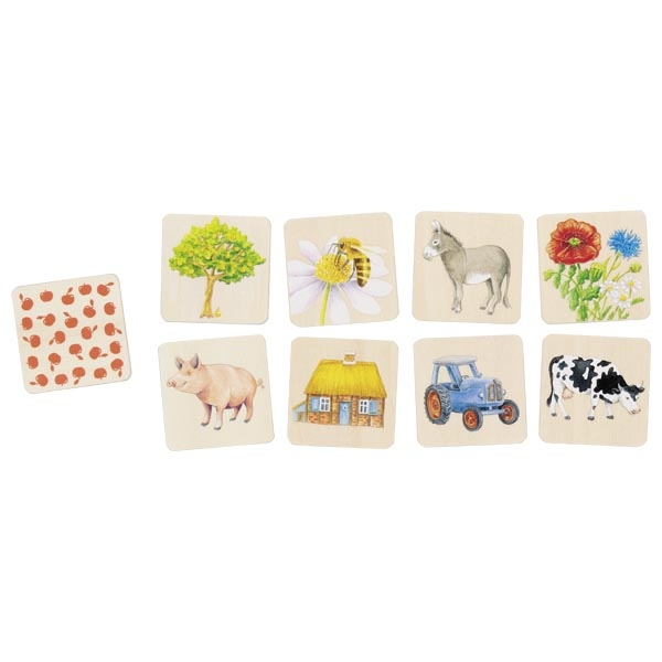 Joc de memorie cu 32 de piese din lemn - Viața la țară [2]