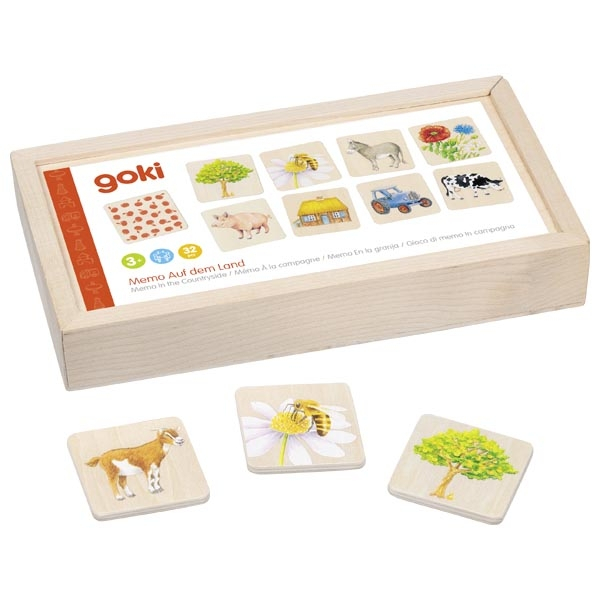 Joc de memorie cu 32 de piese din lemn - Viața la țară [4]