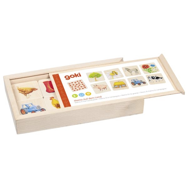 Joc de memorie cu 32 de piese din lemn - Viața la țară [3]