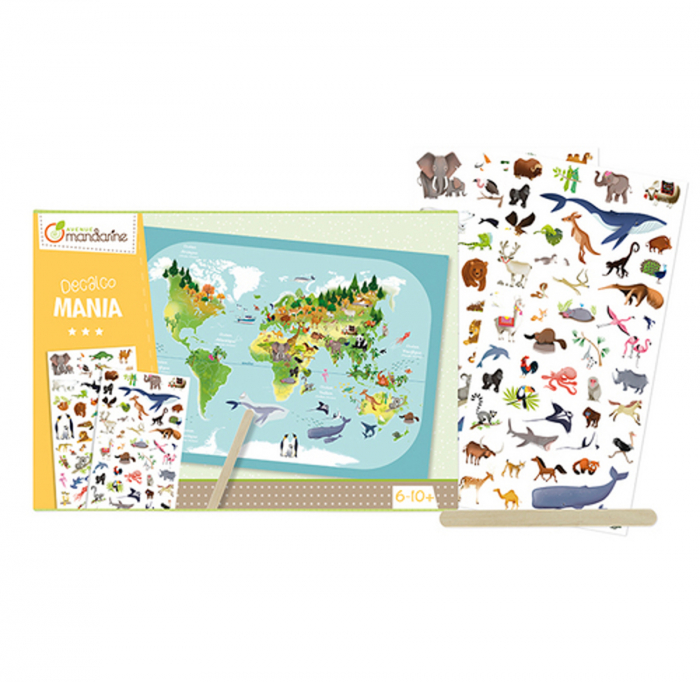 Joc educativ cu autocolante - Planisferă cu animale [2]