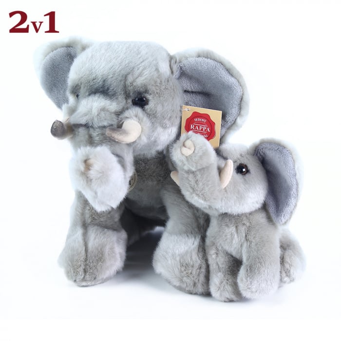 Jucarie din plus - Elefant, 27 cm cu pui, 13 cm