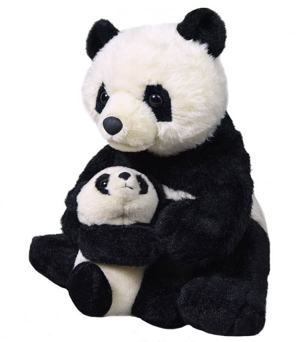 Jucarie din plus - Urs panda, 38 cm cu pui, 13 cm