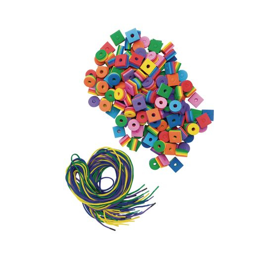 Mărgele din spumă curcubeu (include șnururi) - 200 de piese [2]