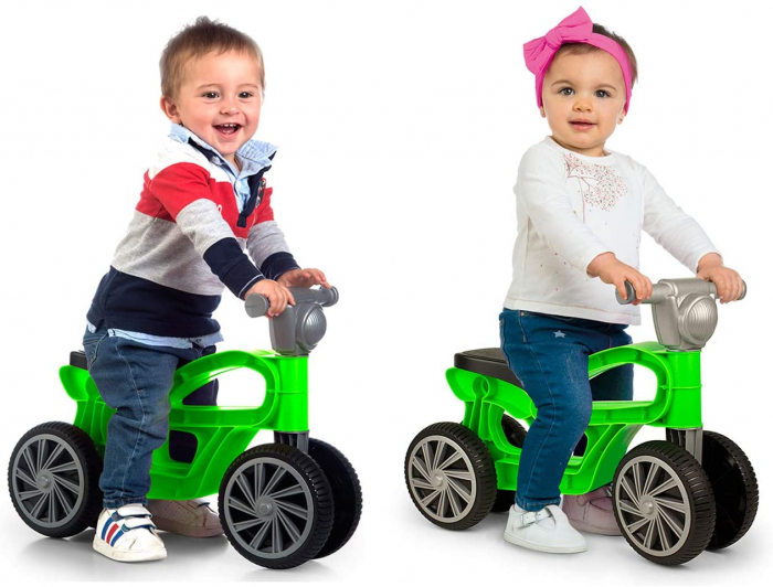 Mini bicicleta fara pedale, cu 4 roti - Verde [2]