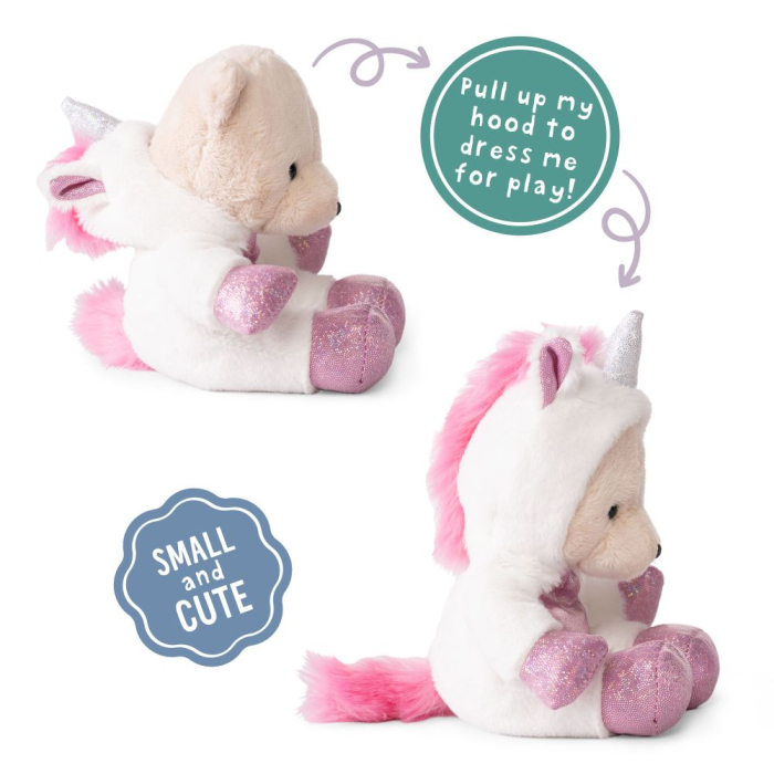 Mini-jucărie din pluș - Ursuleț-Unicorn alb  [2]