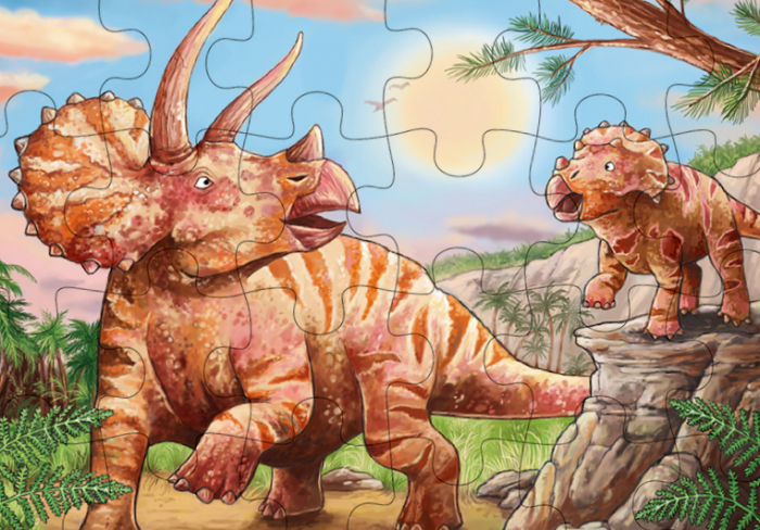 Mini-puzzle din lemn cu 24 piese - Dinozauri [6]