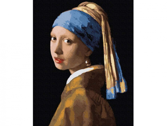 Pictura pe numere - Fata cu cercel de perla (Johannes Vermeer), 40 x 50 cm