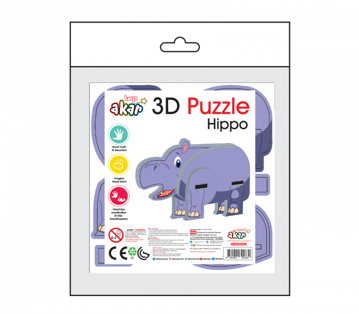 Puzzle 3D cu 7 piese - Hipopotam [2]