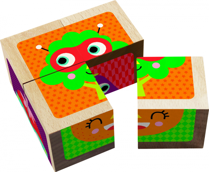 Puzzle 3D cuburi - Supereroii fructele și legumele [2]