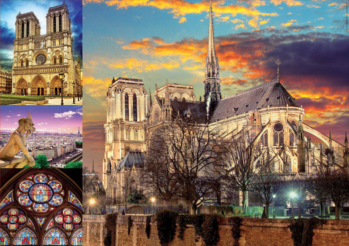 Puzzle cu 1000 de piese - Colaj foto Notre-Dame din Paris [2]