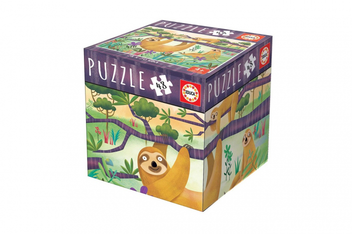 Puzzle cu 48 de piese in mini cutie tip cub - Lenesi