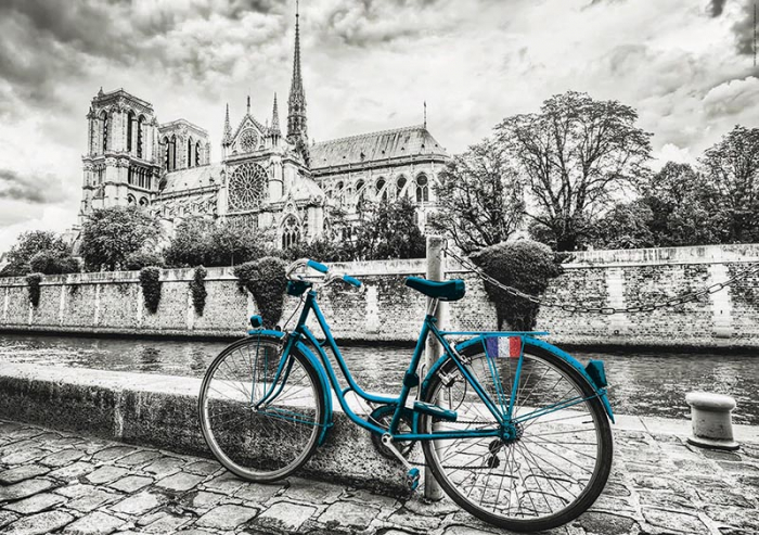 Puzzle cu 500 de piese - Bicicletă lângă Notre-Dame din Paris [2]