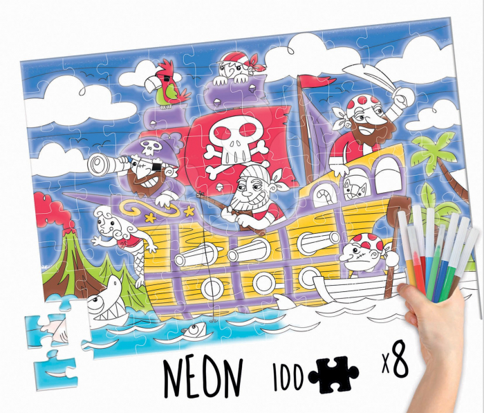 Puzzle de colorat cu 100 de piese - Pirati [3]