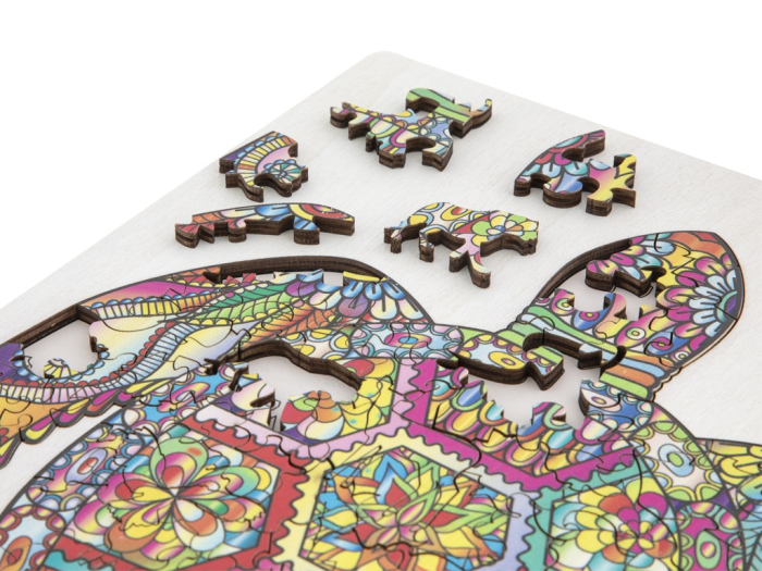 Puzzle din lemn cu 132 de piese în forme deosebite - Broască țestoasă  [2]