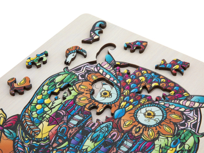 Puzzle din lemn cu 133 de piese în forme deosebite - Bufniță  [2]