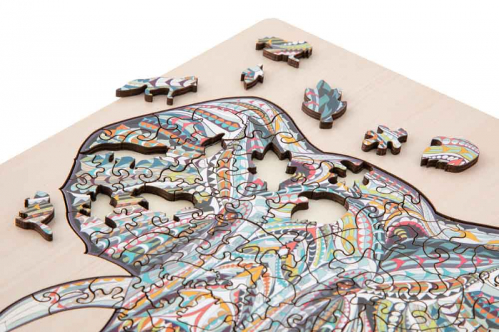 Puzzle din lemn cu 137 de piese în forme deosebite - Elefant [2]