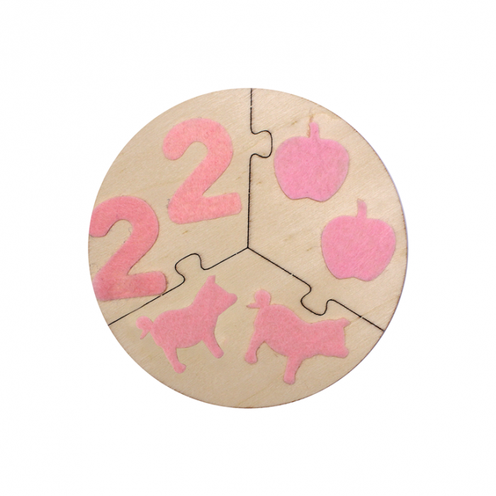 Puzzle rotund cu 3 piese din lemn - pentru decorare [2]