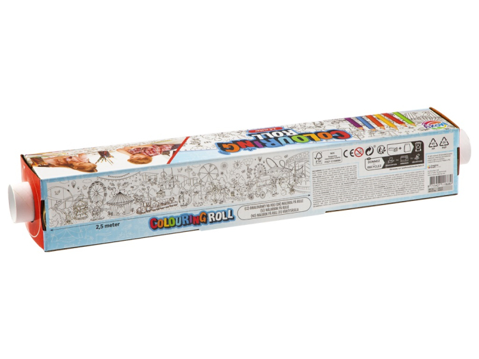 Rolă cu desene de colorat sau pictat și 6 creioane colorate- La circ [2]