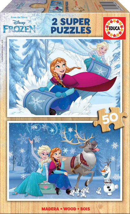 Set 2 puzzle-uri cu personaje Disney - Regatul de Gheata