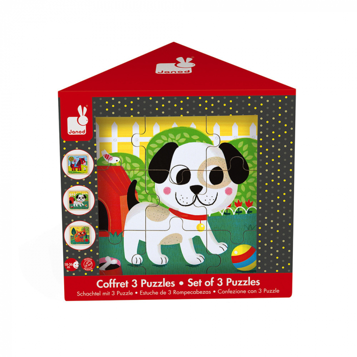 Set 3 puzzle-uri de lemn din cate 9 piese - Tornado, Titus si Felix [2]