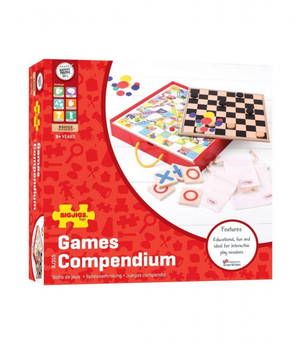 Set 4 jocuri din lemn - Tiddly Winks, Tic Tac Toe, serpi si scari, Dame [3]