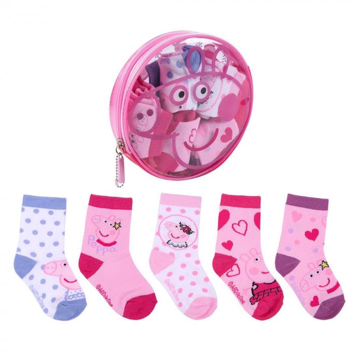 Set 5 perechi sosete Peppa Pig, marime 16-19