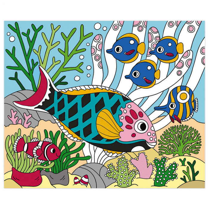 Set 5 planse de colorat, 8 foi catifelate si 1 instrument din plastic [2]