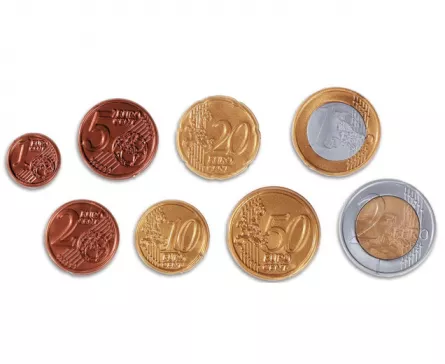 Set 80 monede euro de jucarie pentru calcule aritmetice