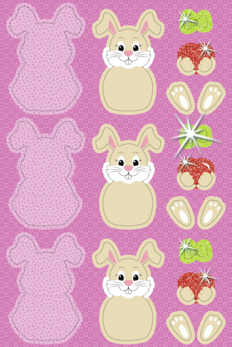 Set creativ - 24 de iepurasi 3D din carton, 6,5 x 9,5 cm [4]