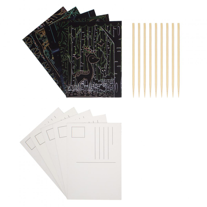 Set de 10 carti postale si 10 creioane din lemn pentru razuit - Animale din toata lumea [5]