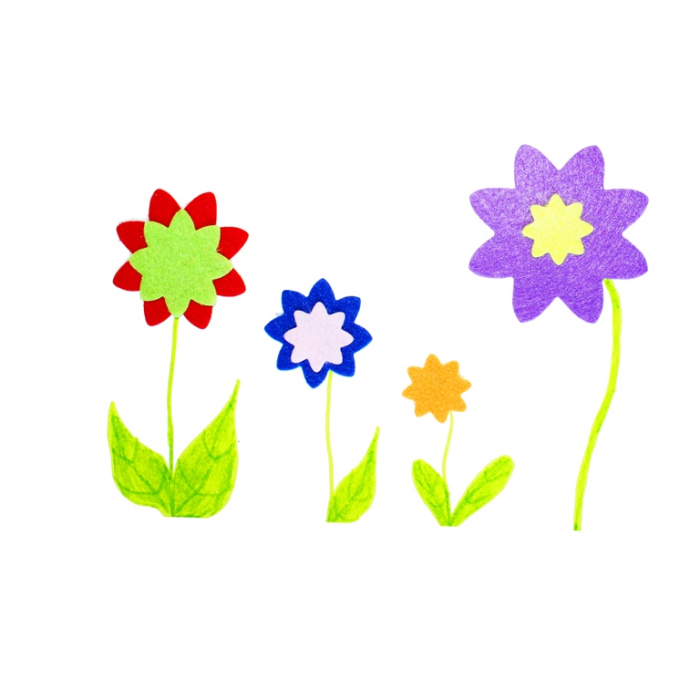 Set de 150 de flori colorate din fetru autoadeziv - 2,5 - 7 cm [2]