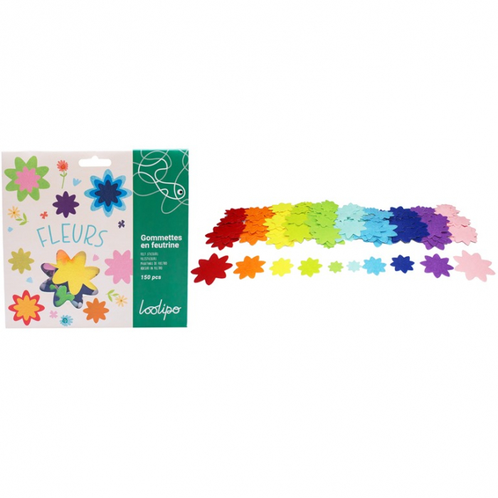 Set de 150 de flori colorate din fetru autoadeziv - 2,5 - 7 cm [3]