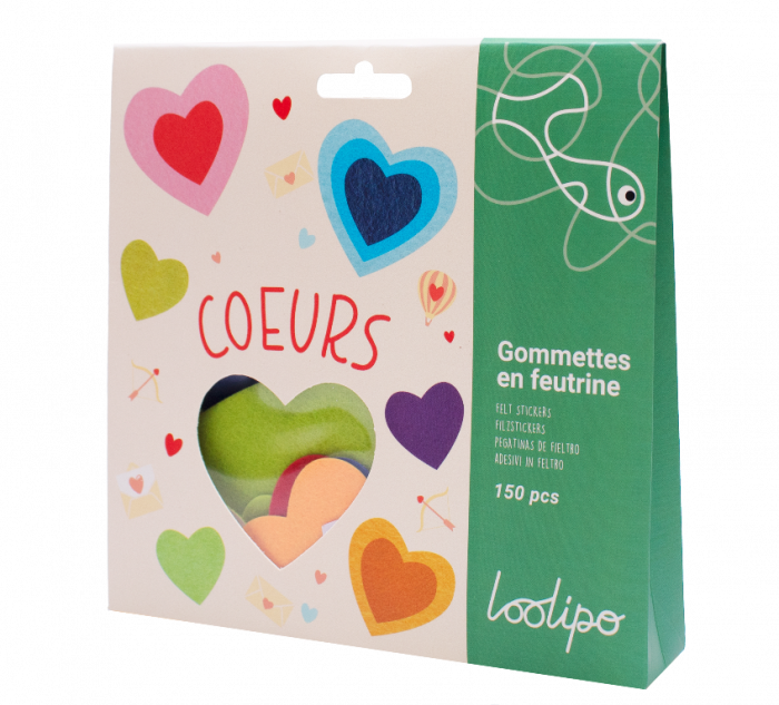 Set de 150 de inimi colorate din fetru autoadeziv - intre 2,5 - 7 cm [3]