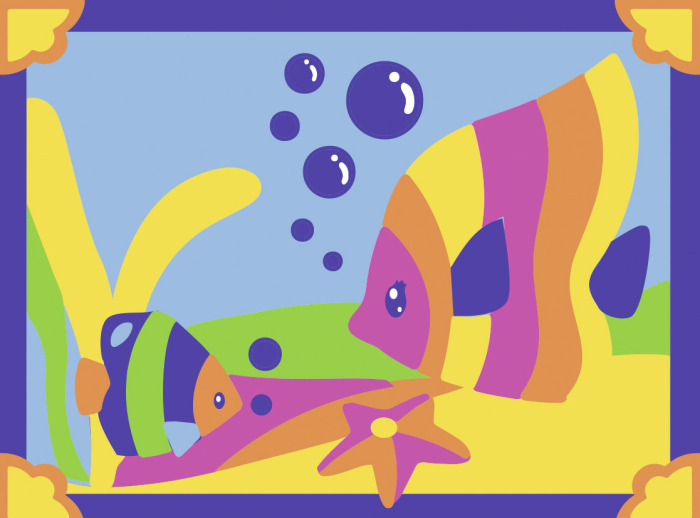 Set de 2 planse de colorat cu nisip - Lumea acvatica, 20 x 20 cm [2]