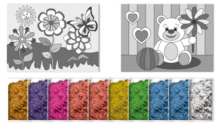 Set de 2 planse de colorat cu nisip - Lumea copiilor, 20 x 20 cm [2]