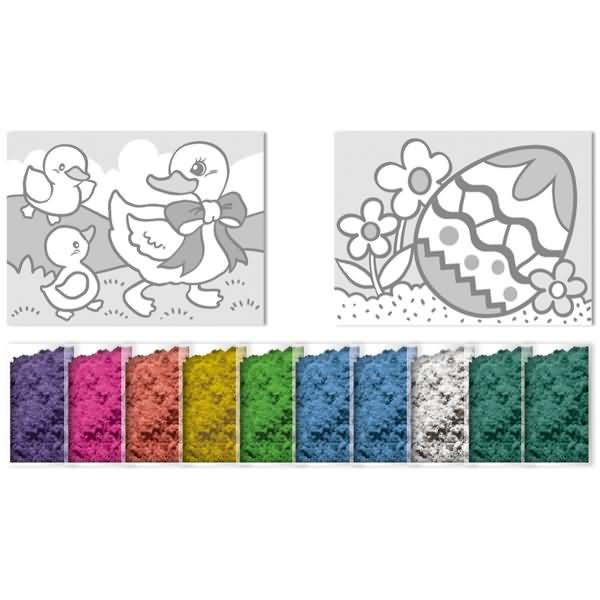 Set de 2 planse de colorat cu nisip - Pregatiri de Paste, 20 x 20 cm [2]
