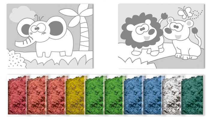 Set de 2 planse de colorat cu nisip - Safari, 20 x 20 cm [4]