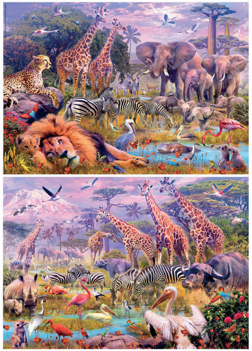 Set de 2 puzzle-uri din cate 100 de piese - Animale salbatice [2]