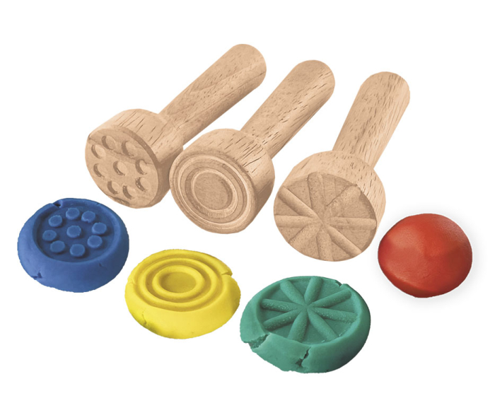 Set de 20 de batoane de plastilină colorată și 9 ștampile din lemn [4]