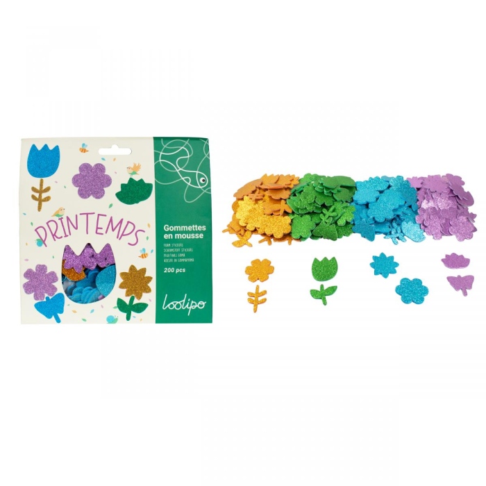 Set de 200 de forme autoadezive din spumă cu sclipici - Flori de primăvară [2]