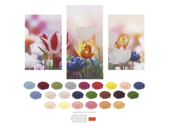 Set de 3 tablouri cu diamante - Lalele [2]